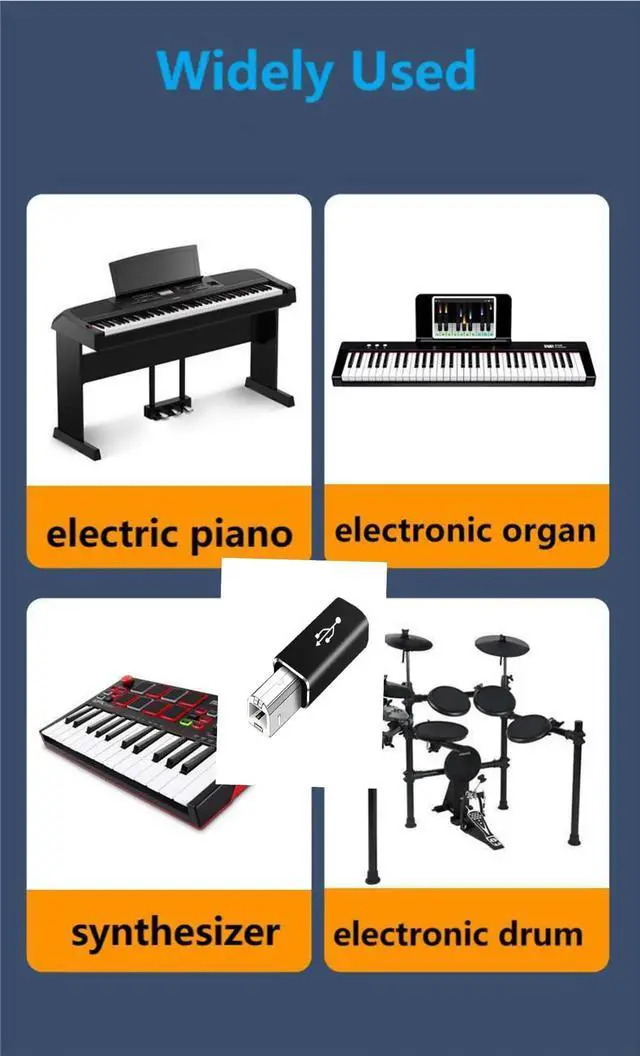 Alt view image 4 of 7 - USB C Female to Printer Male USB B Convert Adapter Type C to MIDI Connector for Printer MIDI Electric Piano &Type-C Device/Laptop 2pcs