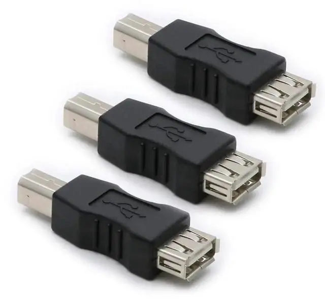 Main image of 3 Pack USB 2.0 AF/BM Adapter Type A Female to USB B Print Male Adapter Connector Converter Plug