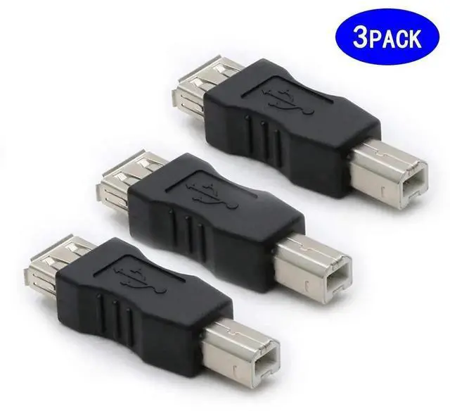 Alt view image 2 of 5 - 3 Pack USB 2.0 AF/BM Adapter Type A Female to USB B Print Male Adapter Connector Converter Plug