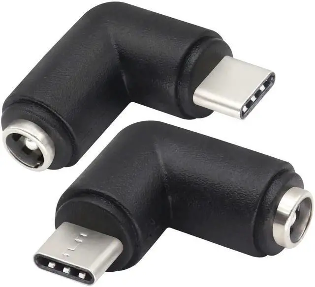 Main image of 90 Degree Type C USB Male to DC 5.5x2.1mm Female Connector DC Barrel Jack Power Adapter for Type C USB Charging Device (2Pack)