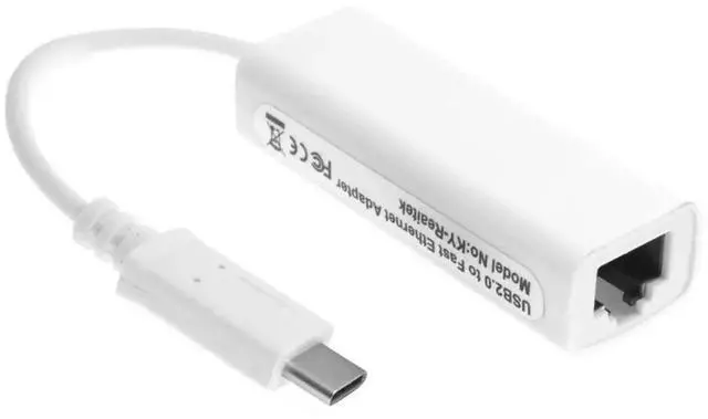 Alt view image 6 of 7 - USB-C Type C USB 3.1 Male to 100Mbps Ethernet Network LAN External Adapter for Laptop