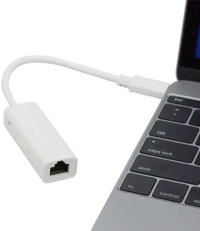 Alt view image 2 of 7 - USB-C Type C USB 3.1 Male to 100Mbps Ethernet Network LAN External Adapter for Laptop