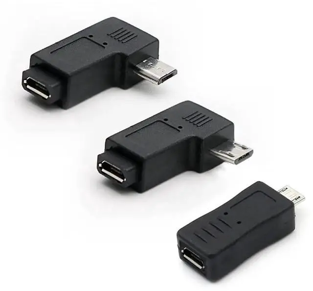 Main image of Micro USB to Micro USB Adapter, 90 Degree Left & Right Angled Android Connector, 3-Pack