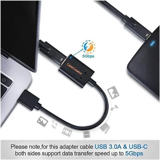 Alt view image 4 of 6 - USB A to USBC Adapter Cable Type A 30 Male to Type C Female Data amp Charging Converter for Laptop and PCOculus Quest Link