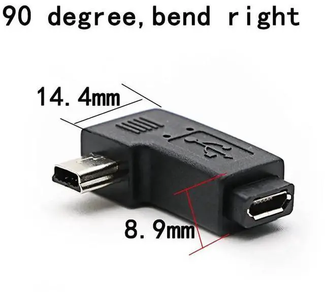 Alt view image 4 of 5 - 90 Degree Left & Right Angle Mini USB Male to Micro USB Female Connector Adapter 3-Pack