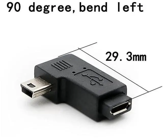 Alt view image 3 of 5 - 90 Degree Left & Right Angle Mini USB Male to Micro USB Female Connector Adapter 3-Pack