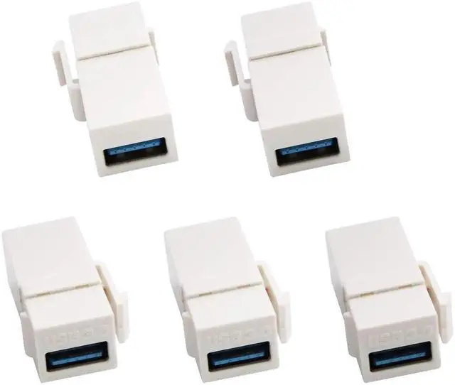 Main image of USB 3.0 A Keystone Adapter Female to Female USB 3.0 A Keystone Jack Insert Socket Coupler Adapter for Wall Plate Outlet Panel (White/5 Pack)