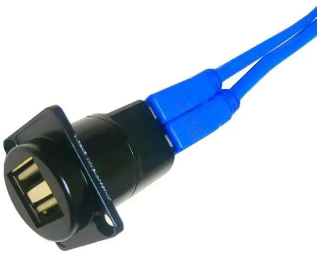 Alt view image 6 of 7 - USB 3.0 D Panel Mount Socket Dual 2X USB Port Solderless Series D-Type Connector Female to Female Coupler Pass Through Adapter with Screws