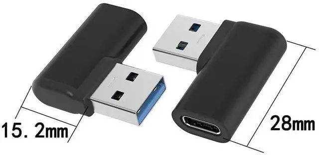 Alt view image 5 of 7 - 90 USB-C to USB-A Right Angle Adapter - Sync & Charge, 2Pack