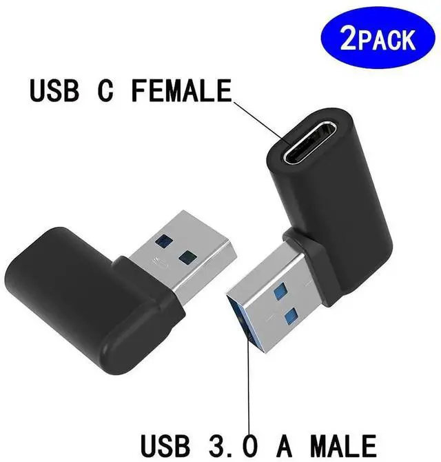 Alt view image 3 of 7 - 90 USB-C to USB-A Right Angle Adapter - Sync & Charge, 2Pack