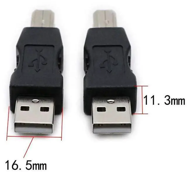 Alt view image 5 of 5 - 2 Pack USB 2.0 AM/BM Print Plug Type A Male to Type B Male Connector Converter Adapter Coupler