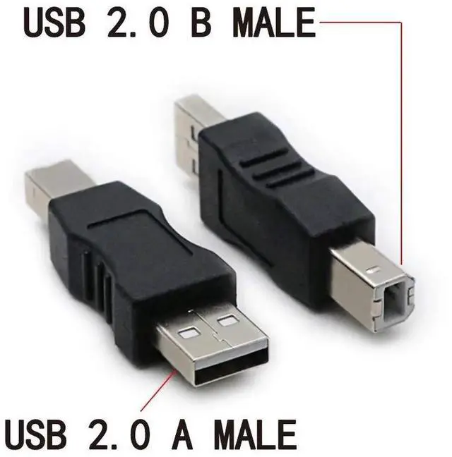 Alt view image 4 of 5 - 2 Pack USB 2.0 AM/BM Print Plug Type A Male to Type B Male Connector Converter Adapter Coupler