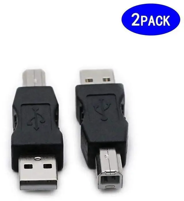 Alt view image 2 of 5 - 2 Pack USB 2.0 AM/BM Print Plug Type A Male to Type B Male Connector Converter Adapter Coupler