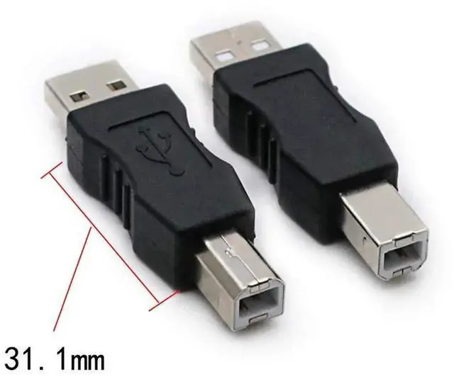 Alt view image 3 of 5 - 2 Pack USB 2.0 AM/BM Print Plug Type A Male to Type B Male Connector Converter Adapter Coupler