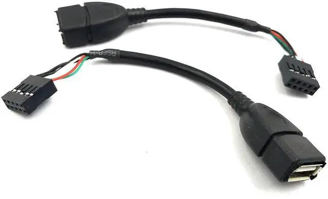 Main image of USB Header to USB Cable,Motherboard USB 2.0 Adapter Cable, USB 2.0 Type A Female to Dupont 9 Pin Female Header Motherboard Cable Cord (2-Pack 0.1M)