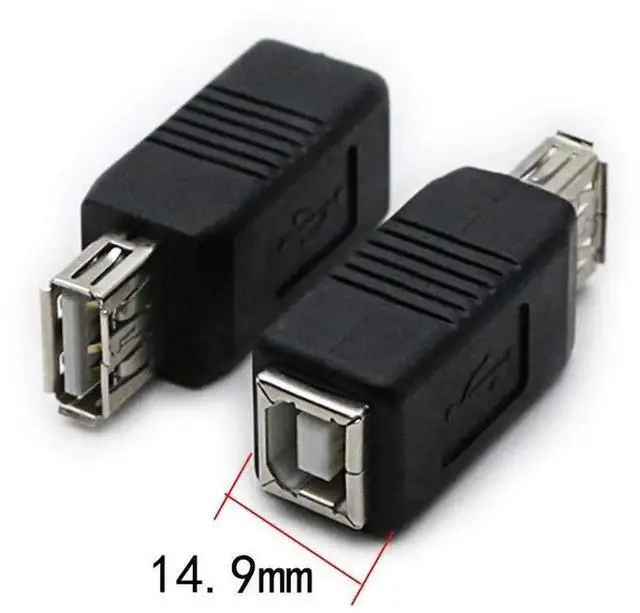 Alt view image 5 of 5 - 2 Pack USB 2.0 AF/BF Plug Type A Female to Type B Female Adapter Connector Converter Compatible with Laptop Computer Hard Drive Printer Camera