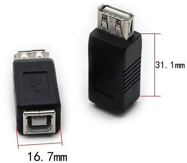Alt view image 4 of 5 - 2 Pack USB 2.0 AF/BF Plug Type A Female to Type B Female Adapter Connector Converter Compatible with Laptop Computer Hard Drive Printer Camera