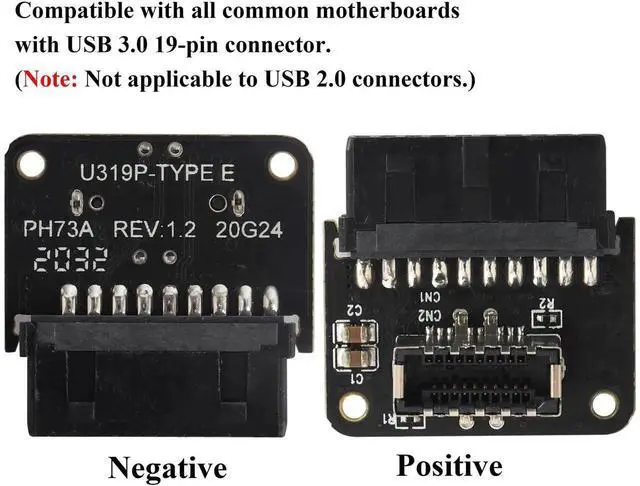 Alt view image 4 of 7 - 1Pack 90 Degree Type E 3.1 to USB 3.0 19Pin Header Adapter Up 90 Degree USB3.1 Female Front Panel Header to USB 3.0 19Pin Female Header Extension Adapter for Computer Motherboard.(19Pin/UP)