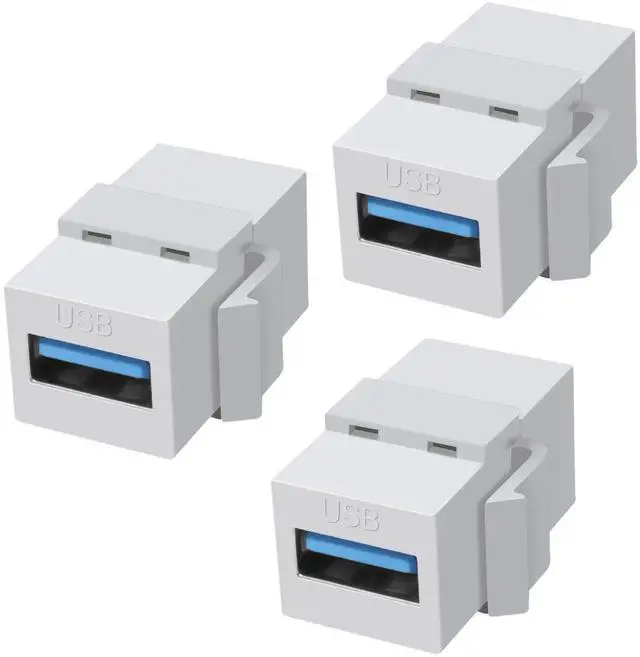 Main image of USB 3.0 Keystone Jack Inserts Adapter 5Gbps USB3.0 A Female to Female Coupler Connector Snap-in Socket for Wall Plate Outlet Panel- 3PCS