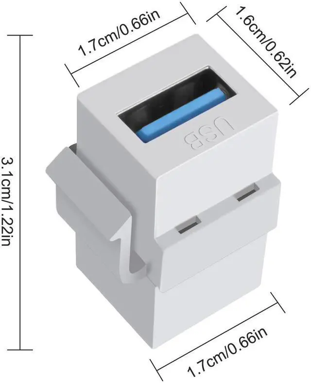 Alt view image 2 of 7 - USB 3.0 Keystone Jack Inserts Adapter 5Gbps USB3.0 A Female to Female Coupler Connector Snap-in Socket for Wall Plate Outlet Panel- 3PCS