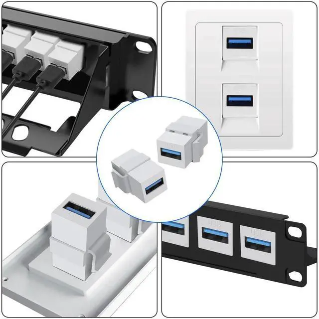Alt view image 5 of 7 - USB 3.0 Keystone Jack Inserts Adapter 5Gbps USB3.0 A Female to Female Coupler Connector Snap-in Socket for Wall Plate Outlet Panel- 3PCS