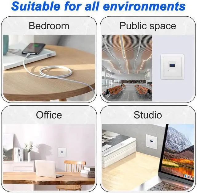 Alt view image 7 of 7 - USB 3.0 Keystone Jack Inserts Adapter 5Gbps USB3.0 A Female to Female Coupler Connector Snap-in Socket for Wall Plate Outlet Panel- 3PCS