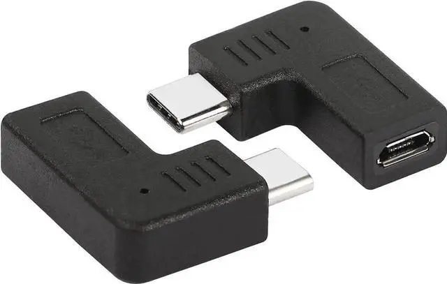 Alt view image 6 of 7 - Right Angle USB C to Micro USB Adapter, 90 Degree Type C Male to Micro 5pin USB Female Charging and Data Transfer Connector Converter Adapter - 2 Pcs/Black