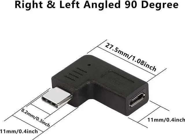 Alt view image 5 of 7 - Right Angle USB C to Micro USB Adapter, 90 Degree Type C Male to Micro 5pin USB Female Charging and Data Transfer Connector Converter Adapter - 2 Pcs/Black