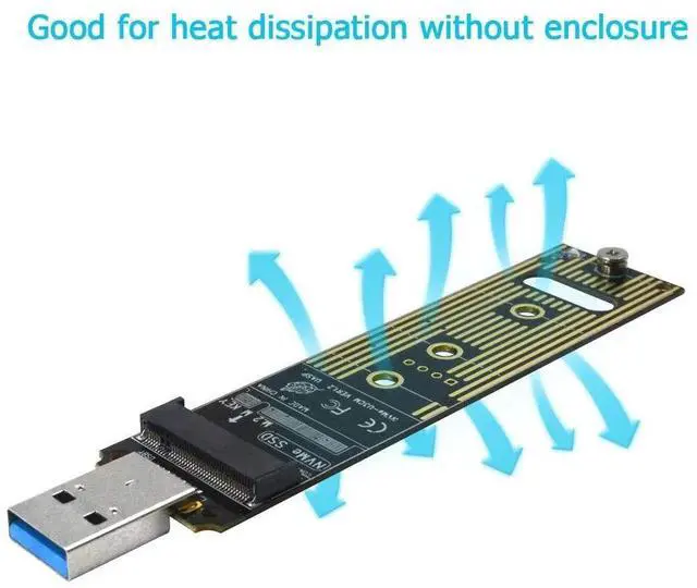 Alt view image 6 of 7 - NVME to USB Adapter, M.2 SSD to Type-A Card (No Cable Need), High Performance 10 Gbps USB 3.1 Gen 2 Bridge Chip, Use as Portable SSD, USB to M2 SSD Key M, Support Windows XP/ 7/8 /10, MAC OS