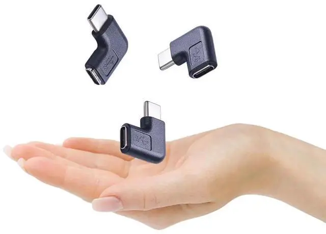 Alt view image 5 of 5 - Type-C Male to Female Adapter3-PackRight & Left Angled 90 Degree Type-C Extension Adapter for Laptop & Tablet & Mobile Phone