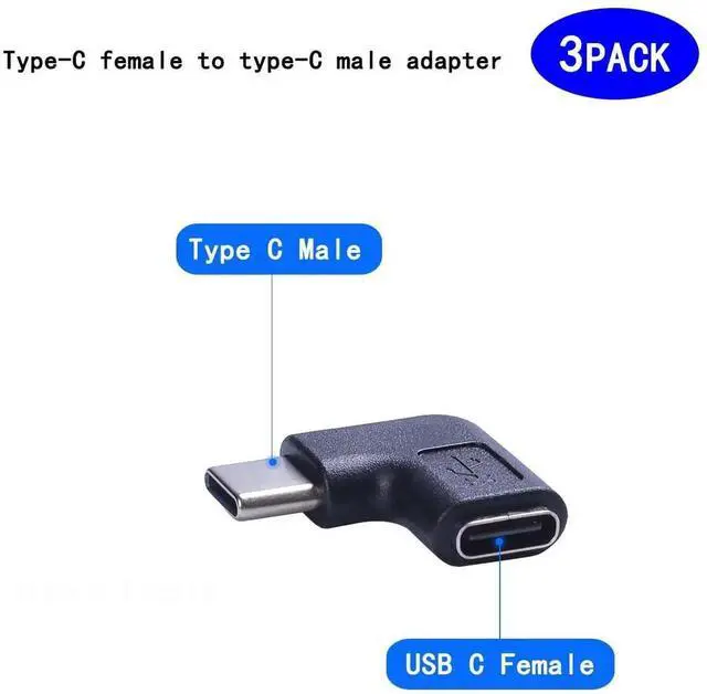 Alt view image 2 of 5 - Type-C Male to Female Adapter3-PackRight & Left Angled 90 Degree Type-C Extension Adapter for Laptop & Tablet & Mobile Phone