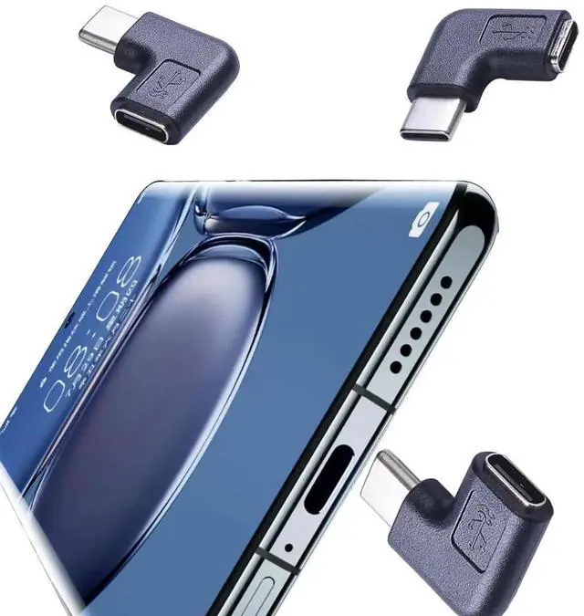 Alt view image 3 of 5 - Type-C Male to Female Adapter3-PackRight & Left Angled 90 Degree Type-C Extension Adapter for Laptop & Tablet & Mobile Phone