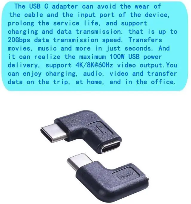 Alt view image 4 of 5 - Type-C Male to Female Adapter3-PackRight & Left Angled 90 Degree Type-C Extension Adapter for Laptop & Tablet & Mobile Phone