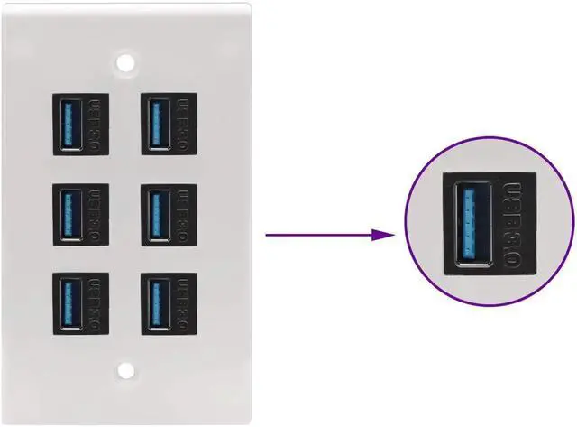 Alt view image 6 of 7 - USB 3.0 A Keystone Adapter Female to Female USB 3.0 A Keystone Jack Insert Socket Coupler Adapter for Wall Plate Outlet Panel (Black/5 Pack)