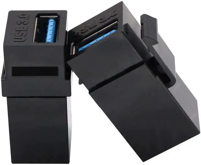 Alt view image 4 of 7 - USB 3.0 A Keystone Adapter Female to Female USB 3.0 A Keystone Jack Insert Socket Coupler Adapter for Wall Plate Outlet Panel (Black/5 Pack)