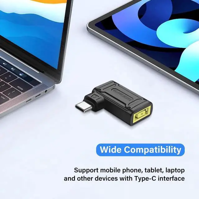 Alt view image 6 of 7 - PD 140W Square to Type C Power Charging Adapter Slim Tip Female Input to USB C Male Connector with PD Automatic Identification Chip,for Phone,Tablet,Laptop (Square C)