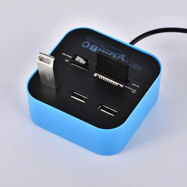 Alt view image 3 of 5 - Blue USB Splitter Memory Card Reader USB sd Card Reader Card Reader for Camera Memory Card Micro sd Reader Card Reader 7 in 1