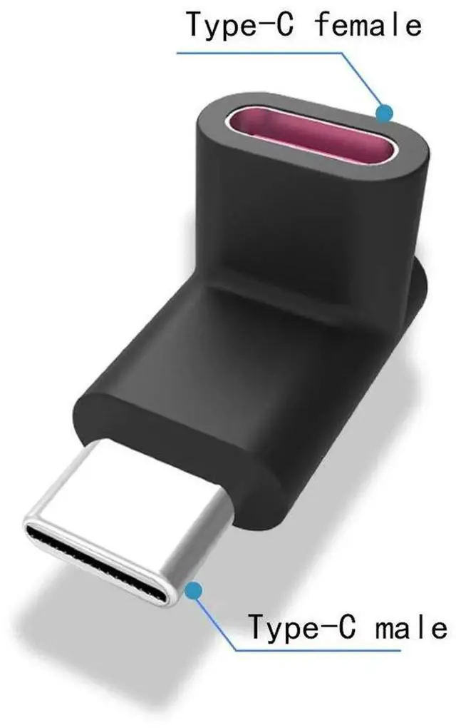 Alt view image 4 of 7 - 90 Degree Right Angle Type-C Male to Type-C Female Adapter 100W 40G,up and Down 90 Degree Type-c Plug to Jack Expansion Adapter is Suitable for Notebook Computers, Tablet Computers and Mobile Phones