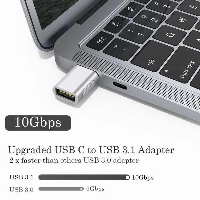 Alt view image 2 of 7 - 10Gbps USB C to USB 3.1 Adapter (4 Pack), Thunderbolt 4/3 to USB OTG Converter for iPhone 15, MacBook, iPad, iMac and More Type C Devices - Silver