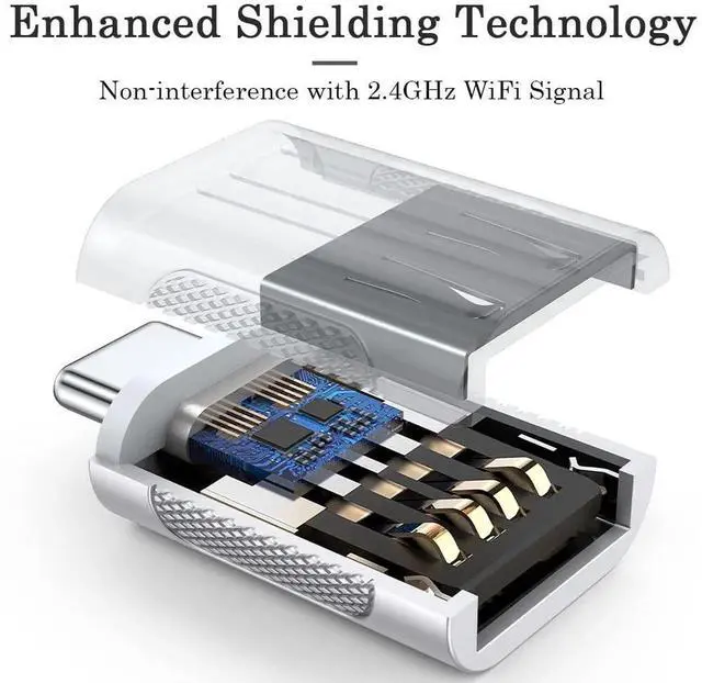 Alt view image 3 of 7 - 10Gbps USB C to USB 3.1 Adapter (4 Pack), Thunderbolt 4/3 to USB OTG Converter for iPhone 15, MacBook, iPad, iMac and More Type C Devices - Silver