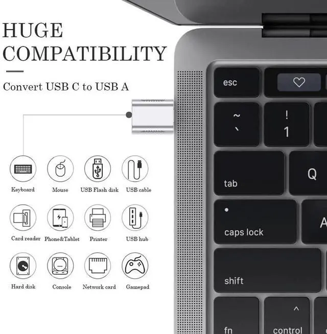 Alt view image 5 of 7 - 10Gbps USB C to USB 3.1 Adapter (4 Pack), Thunderbolt 4/3 to USB OTG Converter for iPhone 15, MacBook, iPad, iMac and More Type C Devices - Silver