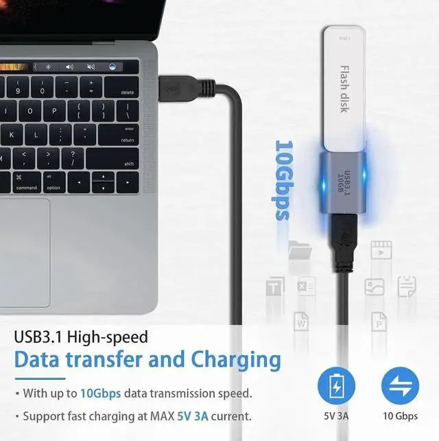 Alt view image 6 of 7 - USB C Female to USB Female Adapter 3.1 Gen2, 10Gbps Bi-Directional Type C to Type A Adapter OTG Adapter Support Data Sync and Charging for Laptop, PC, iPhone, MacBook Pro, Laptop