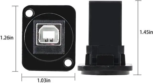 Alt view image 4 of 6 - USB 2.0 D Panel Mount Connector USB B to USB A Adapter Solderless Socket Female to Female Converter Data Transfer for Audio Video Optoelectronic Network