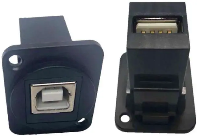 Alt view image 3 of 6 - USB 2.0 D Panel Mount Connector USB B to USB A Adapter Solderless Socket Female to Female Converter Data Transfer for Audio Video Optoelectronic Network