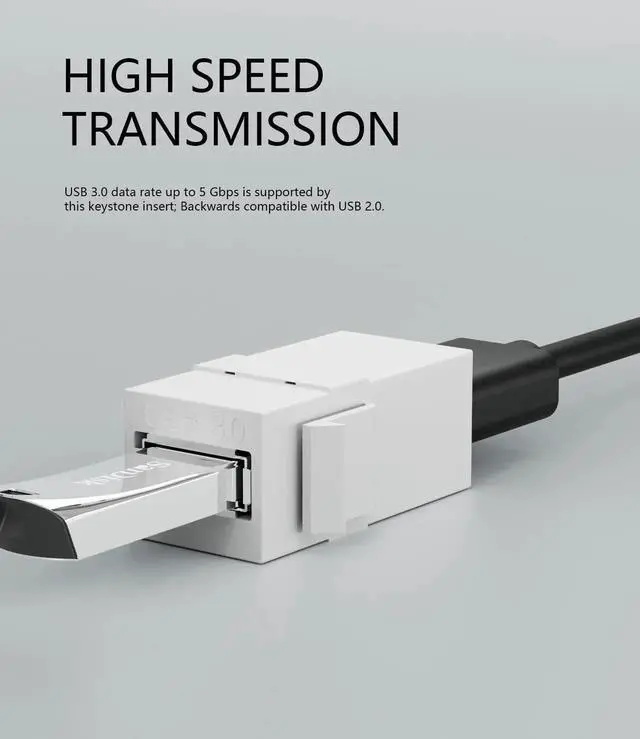 Alt view image 4 of 7 - USB 3.0 Keystone Jack Insert, USB Keystone Jack,USB to USB Adapters Female to Female Inserts Connector Interface Coupler Socket Adapter Port for Wall Plate Outlet Panel(White-6 Pack)