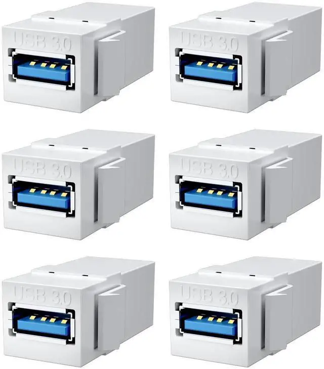 Main image of USB 3.0 Keystone Jack Insert, USB Keystone Jack,USB to USB Adapters Female to Female Inserts Connector Interface Coupler Socket Adapter Port for Wall Plate Outlet Panel(White-6 Pack)
