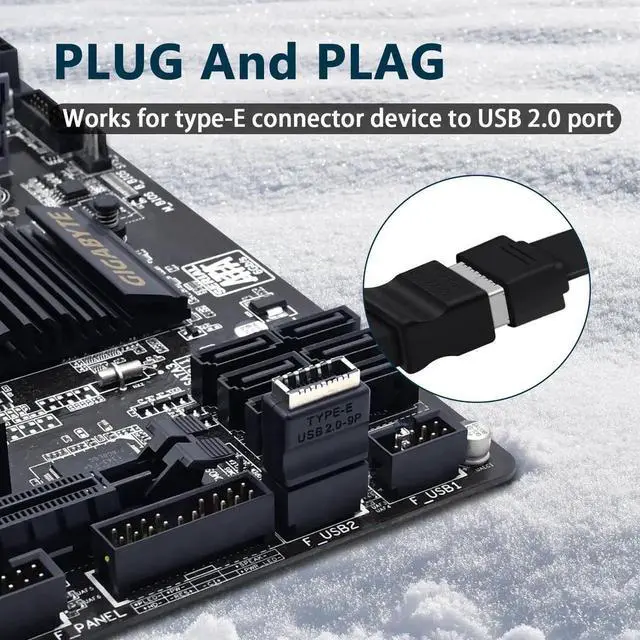 Alt view image 6 of 6 - USB 2.0 to USB 3.2 Gen 1 Header Extension Adapter for Mainboard with Type E Key-A Female Front Panel Socket to 9 Pin Header Internal Conversion Adapter Black