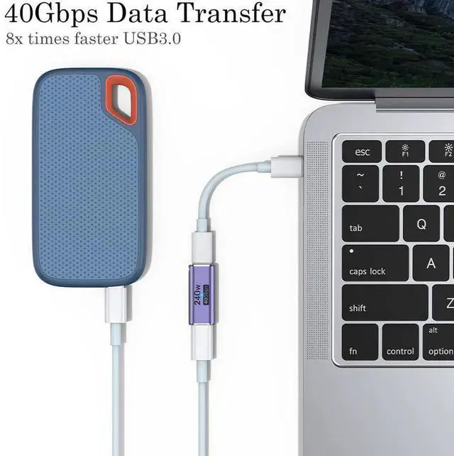 Alt view image 5 of 7 - 240W USB C Coupler (2 Pack), USB Type C Female to Female Adapter Extender Compatible with Thunderbolt 4/3 Support up to 240W Charging, 40Gbps Data Transfer and 8K@60Hz Video