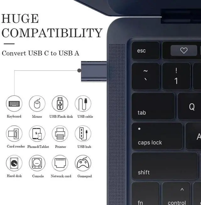 Alt view image 3 of 7 - 10Gbps USB C to USB 3.1 Adapter (4 Pack), Thunderbolt 4/3 to USB OTG Converter for iPhone 15, MacBook, iPad, iMac and More Type C Devices - Midnight