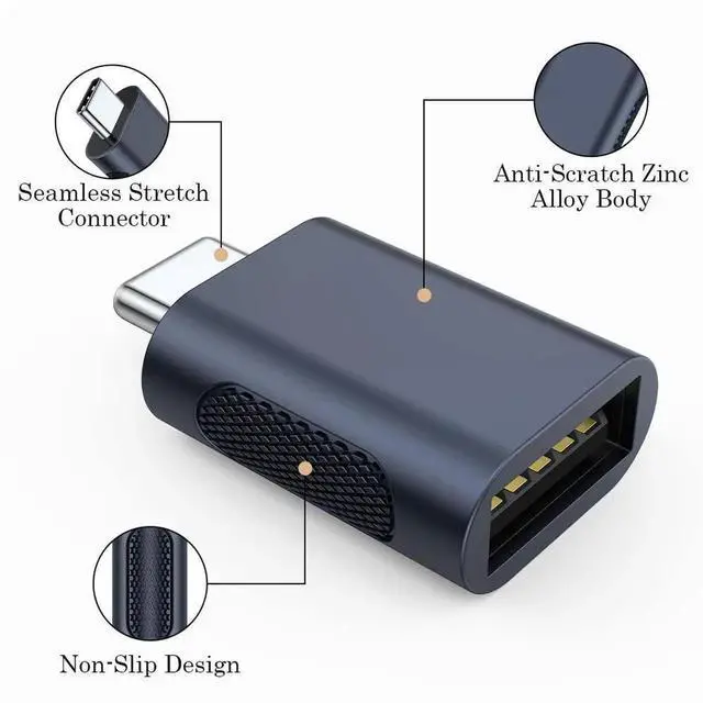 Alt view image 5 of 7 - 10Gbps USB C to USB 3.1 Adapter (4 Pack), Thunderbolt 4/3 to USB OTG Converter for iPhone 15, MacBook, iPad, iMac and More Type C Devices - Midnight